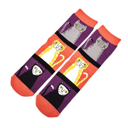 Bamboe katten sokken gestreept purple