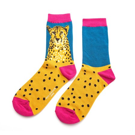 Cheetah bamboe sokken teal