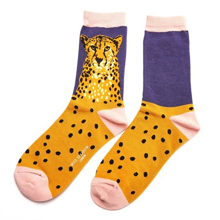 Cheetah bamboe sokken cheetah navy