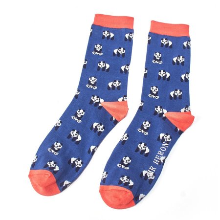 Sokken met panda print van bamboe blauw
