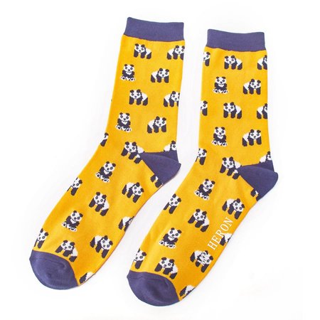 Sokken met panda print van bamboe geel