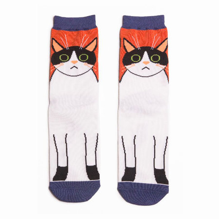 Bamboe sokken met kitty cat print oranje