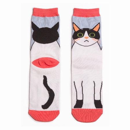 Bamboe sokken met kitty cat print blauw