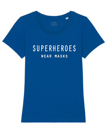 Superheroes wear masks T-shirt dames majorelle blue