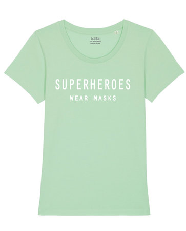 Superheroes wear masks T-shirt dames geyser green