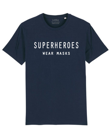 Superheroes wear masks T-shirt heren navy