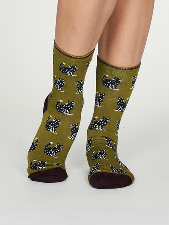 bamboe Kitty lichen green sokken