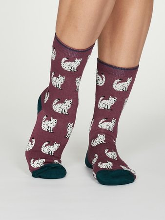 bamboe kitty purple sokken