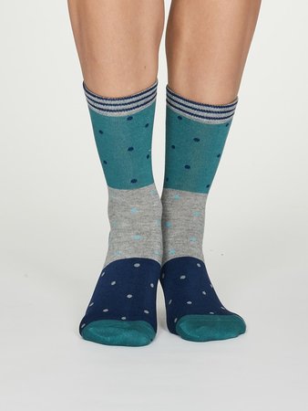 bamboe Bright turquois spot sokken