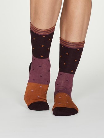 bamboe Plum purple spot sokken