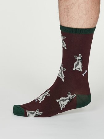 Bamboe herensokken burgundy hond