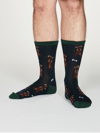 Bamboe herensokken navy hond