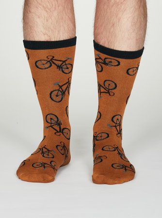 Bamboe fietsprint sokken amber