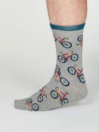 Bamboe fietsprint sokken grey marle