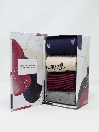 Amore 4 paar bamboe damessokken in cadeaudoos
