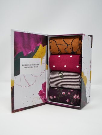 Botanic 4 paar bamboe damessokken in cadeaudoos
