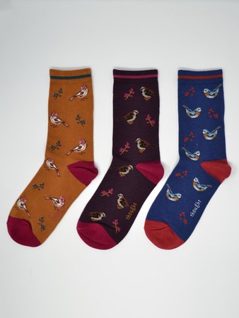 3 pak Felice bamboe sokken vogel print