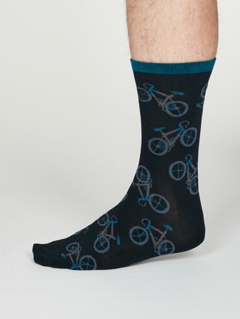 Bamboe fietsprint sokken Wesley navy