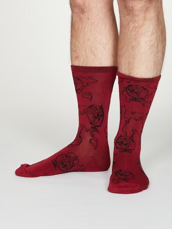 Bamboe sokken Thaddens cranberry