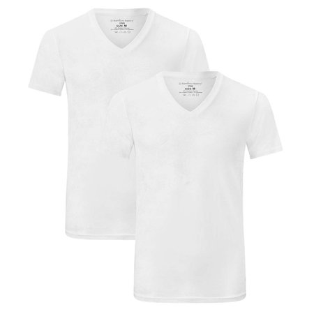 Bamboo Basics T-shirts V-hals slim fit Vinn 2 pack - Wit - mt XXL