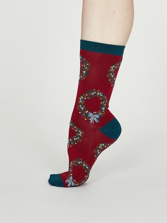 bamboe dames sokken Adella berry red