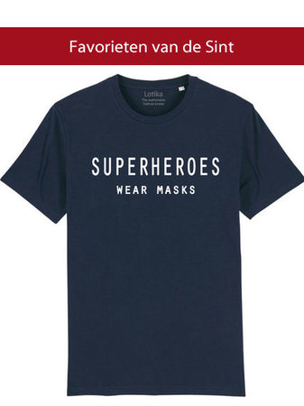 Superheroes wear masks T-shirt heren navy