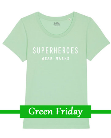 Superheroes wear masks T-shirt dames geyser green