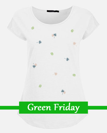 Duurzaam dames T shirt plants tropical cool white