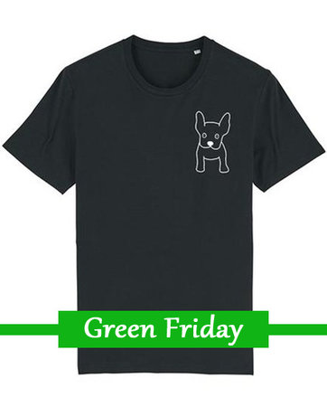 Duurzaam zwart T shirt heren met dog print