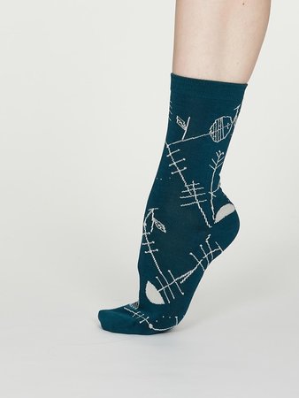 bamboe damessokken Edith teal blue