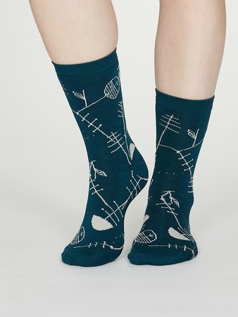 bamboe damessokken Edith teal blue