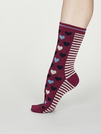 Bamboe damessokken hartjes Eileen magenta