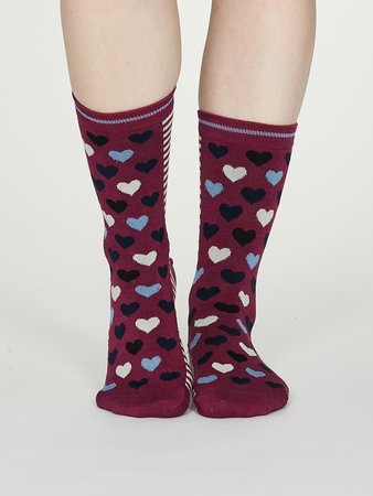 Bamboe damessokken hartjes Eileen magenta