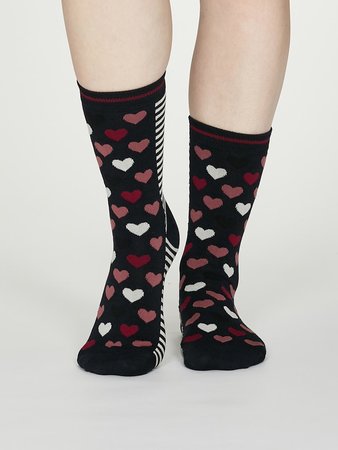 Bamboe damessokken hartjes Eileen midnight blue