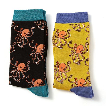 bamboe herensokken octopus 2 paar in cadeaudoos