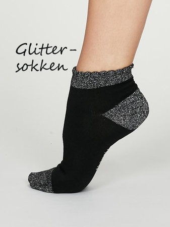 bamboe Glister zwarte enkelsokken