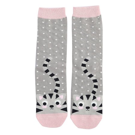 Bamboe damessokken Kitty & Spots grijs
