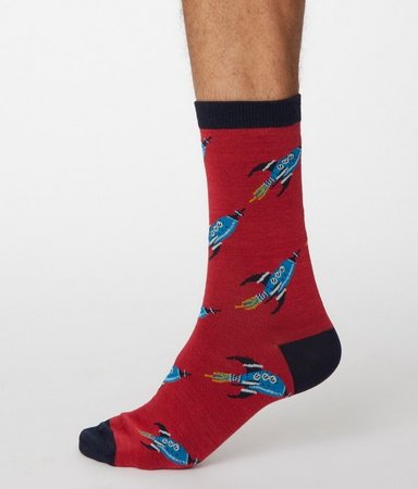 Bamboesokken space berry red