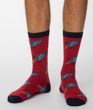 Bamboesokken space berry red