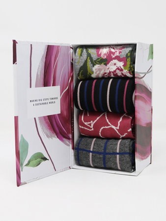Helene floral cadeaudoos 4 paar damessokken