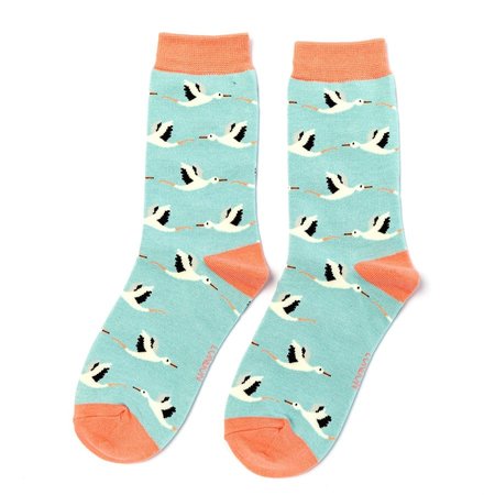 Bamboe damessokken ooievaar light turquoise