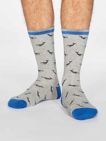 Bio-katoenen herensokken zeedieren grey marle