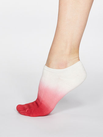 Dip dye dames enkelsokken van bamboe - coral red