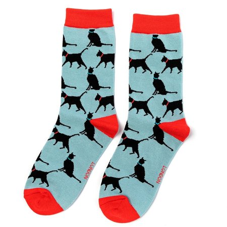 Bamboe damessokken lucky cats - powder blue