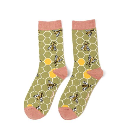 Bamboe damessokken bijenraat - olive