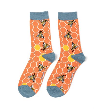Bamboe damessokken bijenraat - orange