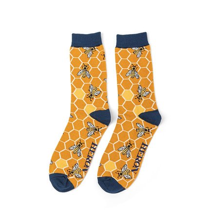 Bamboe herensokken Bee Hive mustard