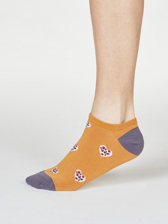 Bamboe enkelsokken Lily met hartjes - Amber yellow