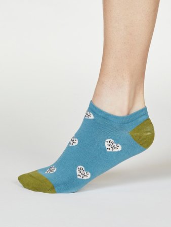 Bamboe enkelsokken Lily met hartjes - river blue