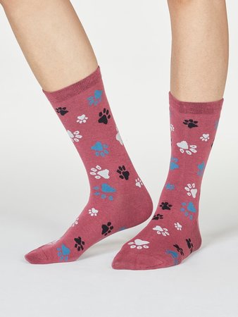 Bio katoenen damessokken dierenpootjes Elsa rose pink